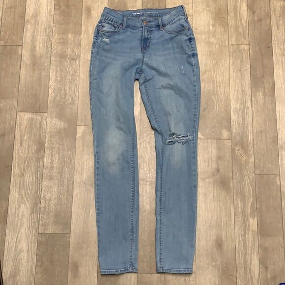 Womens‎ Old Navy Curvy Mid Rise Distressed Jeans - Picture 1 of 7